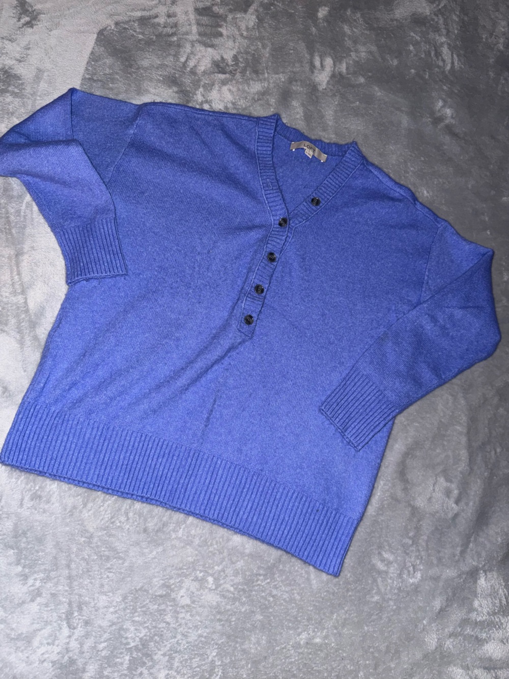 LOFT Men's V-Neck Button Cardigan - Blue